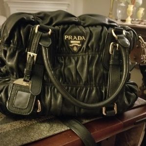 Prada Black Nappa Gaufre Ruched